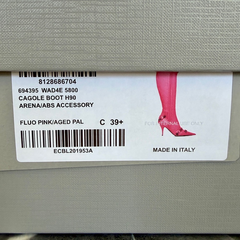 NIB $2,600 Balenciaga Cagole Leather Designer Boot Neon Pink Arena 39.5 694395 - Picture 2 of 15